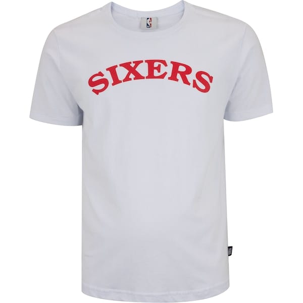 Vista principal Camiseta do Philadelphia 76ers Masculina Estampa Sixers N798A NBA BRANCO