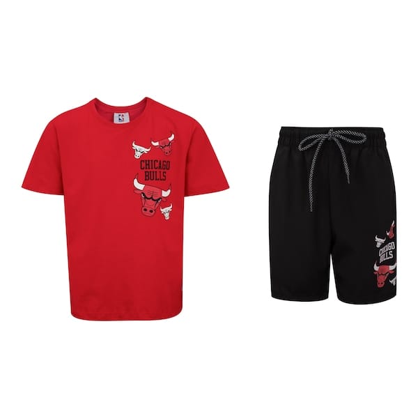 Vista principal Conjunto do Chicago Bulls NBA Juvenil N1121 e N1126 Camiseta + Bermuda NBA VERMELHO