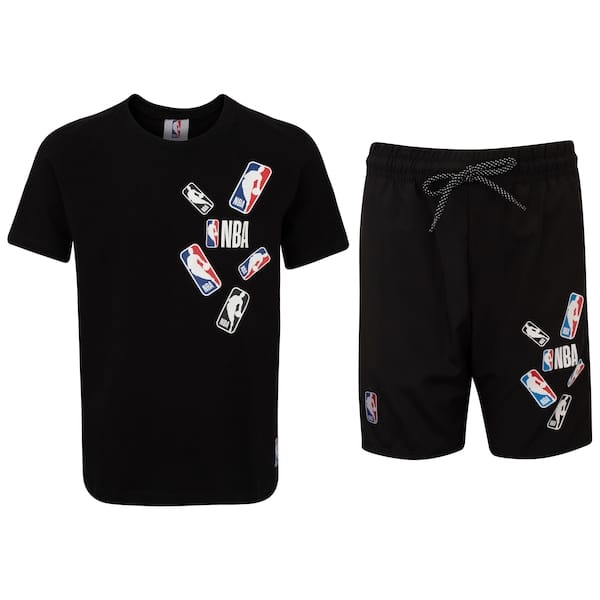 Vista principal Conjunto Infantil NBA Logom Camiseta + Bermuda NBA PRETO