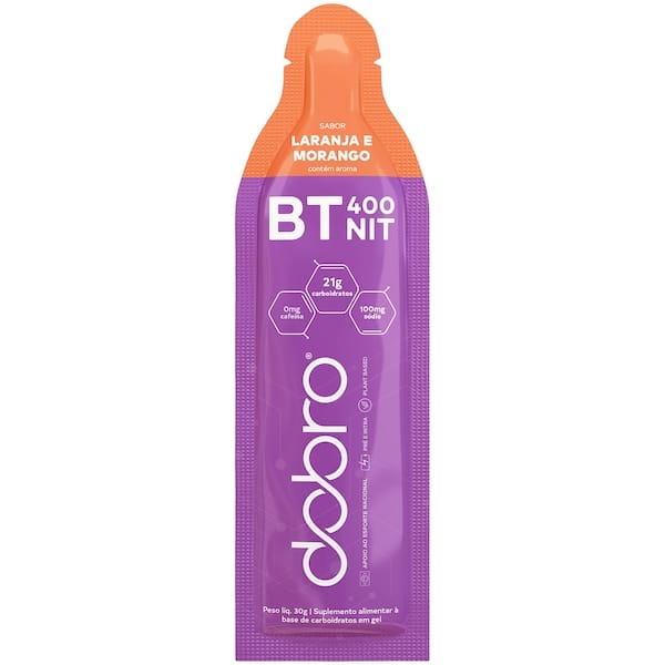Suplemento Pré-Treino BT Nitrato Gel Dobro 30g Laranja e Morango