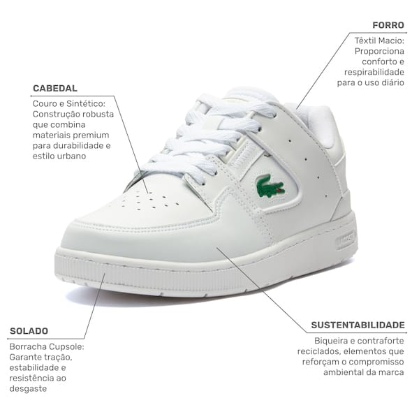 Vista 2 Tênis Lacoste Court Cage Masculino Lacoste BRANCO/BRANCO