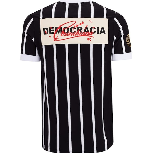 Vista 2 Camisa do Corinthians Democracia Retrô Coimbra Masculina Coimbra PRETO