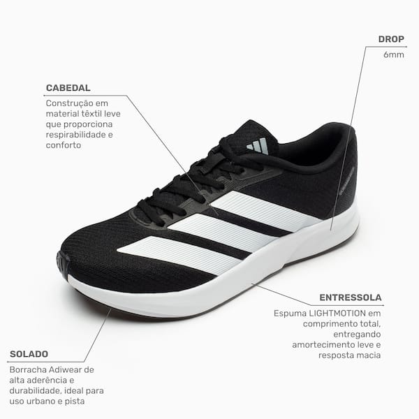Vista 2 Tênis Masculino adidas Duramo RC2 Adidas PRETO/BRANCO