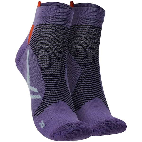 Vista principal Meia Para Corrida Cano Médio ASICS Tech Single Adulto ASICS ROXO ESC/LARANJA