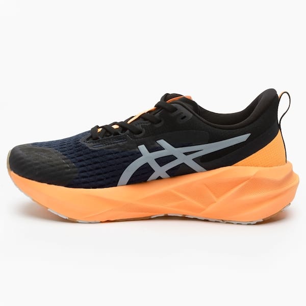 Vista 2 Tênis Masculino ASICS Novablast 5 Lite-Show ASICS PRATA/LARANJA
