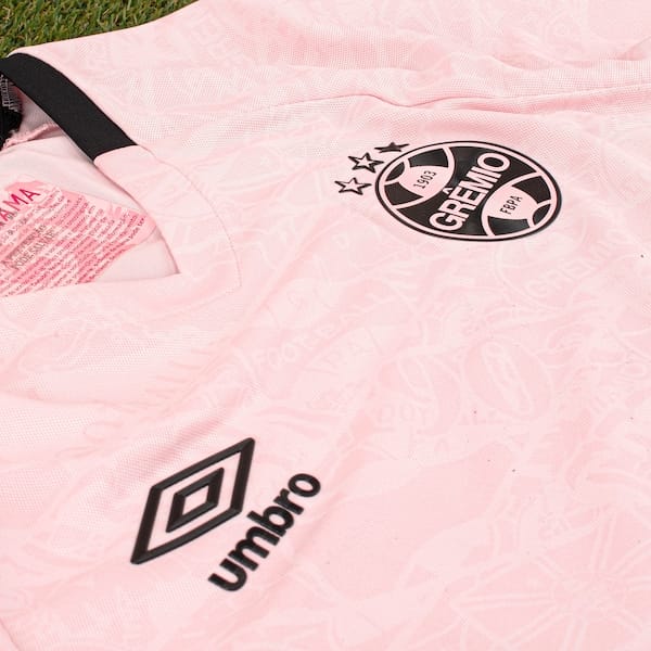 Vista 2 Camisa do Grêmio 25/26 Torcedor Outubro Umbro Masculina Umbro ROSA/PRETO