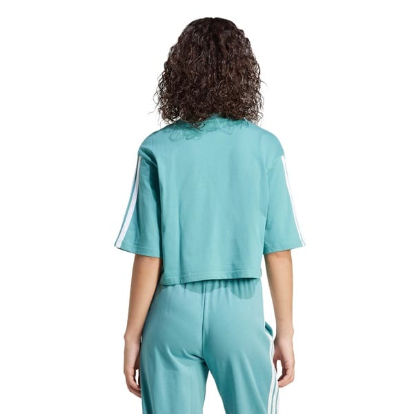 Vista 2 Camiseta adidas Essentials Três Listras Feminina Adidas VERDE/BRANCO