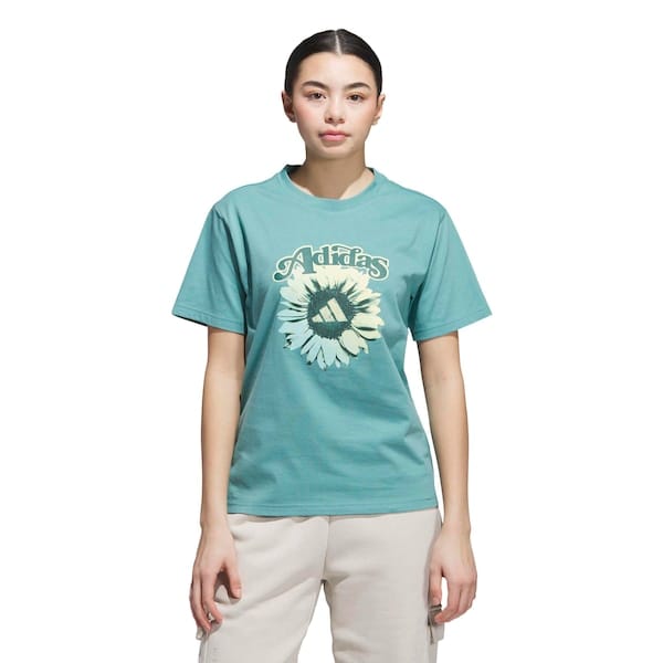 Vista principal Camiseta adidas Floral Feminina Adidas VERDE
