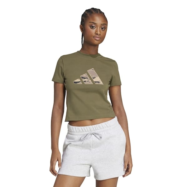 Vista principal Camiseta adidas Camo Feminina Adidas VERDE ESCURO