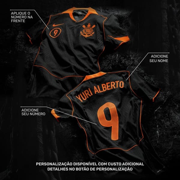 Vista 2 Camisa do Corinthians III 25/26 Nike Total 90 Feminina Nike PRETO/LARANJA