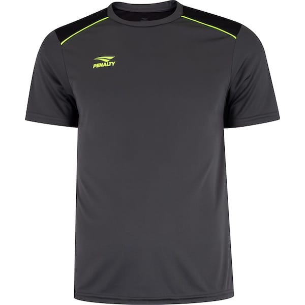 Vista principal Camiseta Penalty Futebol Shoulder Masculina Penalty CINZA/PRETO