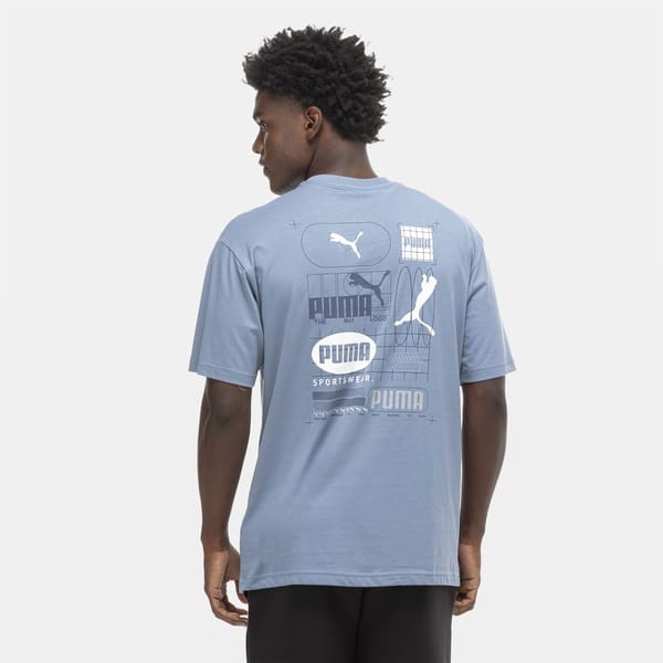 Vista 2 Camiseta Puma Graphic Grid Masculina Puma AZUL