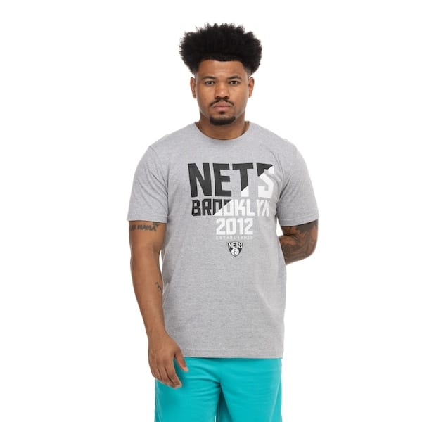 Vista principal Camiseta do Brooklyn Nets NBA Spotlight N918A Masculina NBA CINZA MESCLA