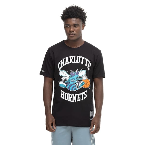 Vista principal Camiseta Mitchell & Ness Charlotte Hornets NBA Basic Masculina Mitchell And Ness PRETO