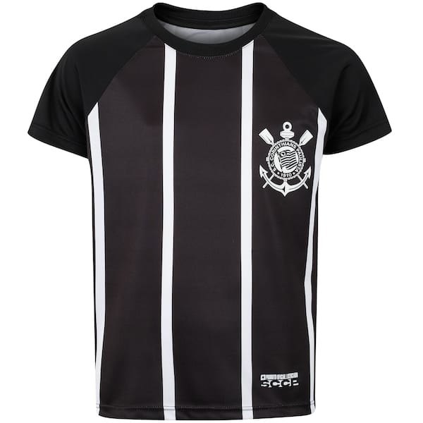 Vista 2 Kit de Uniforme do Corinthians Infantil Coimbra Camiseta + Calção Coimbra PRETO