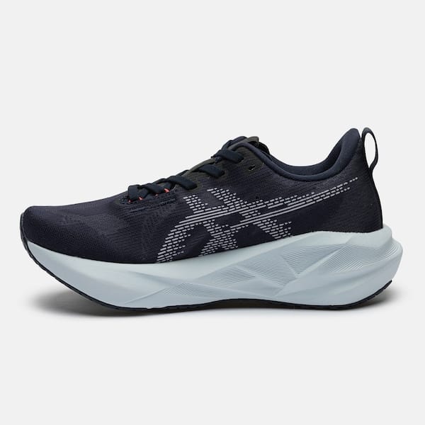 Vista 2 Tênis Unissex ASICS Novablast 5 São Silvestre ASICS AZUL/BRANCO