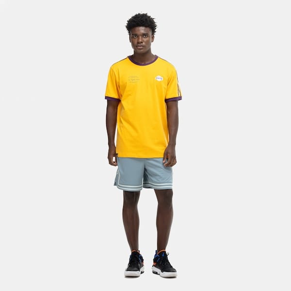 Vista 2 Camiseta Los Angeles Lakers NBA Oldstyle N0484 Masculina NBA AMARELO
