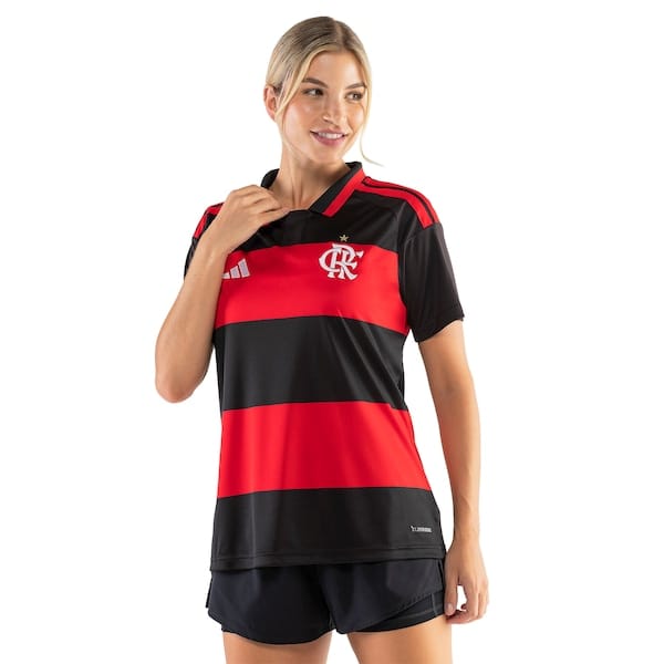 Vista principal Camisa do Flamengo I 26 Torcedor adidas Feminina Adidas VERMELHO/PRETO