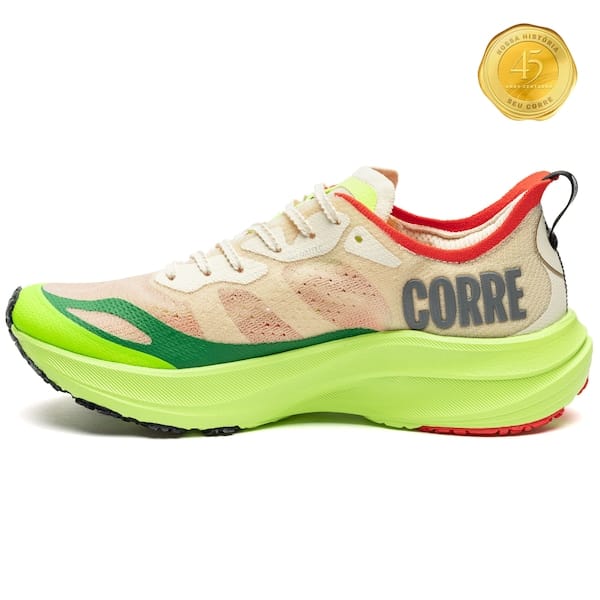 Vista 2 Tênis Olympikus Corre 4 - Especial 45 Anos Centauro Mizuno VERDE CLARO