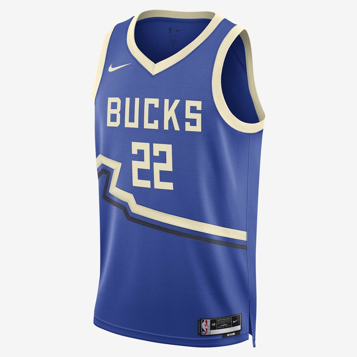 Vista principal Regata Nike Khris Middleton Milwaukee Bucks City Edition 2024/25 Masculina Nike Azul
