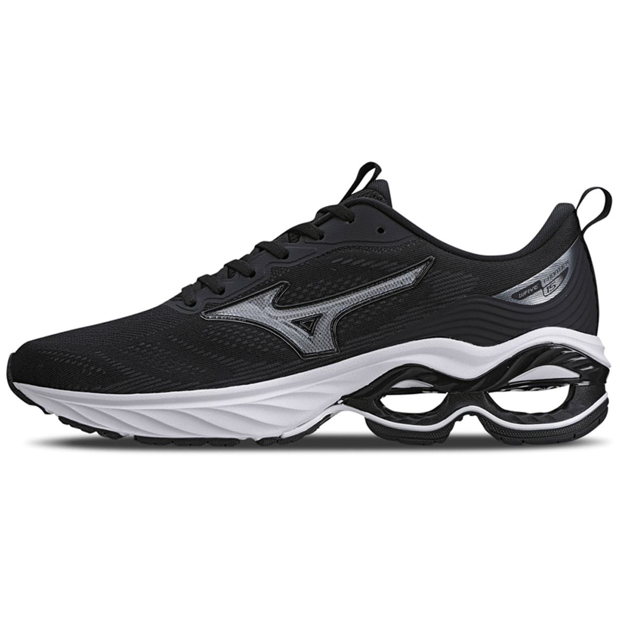 Vista principal Tênis de Corrida Masculino Mizuno Wave Frontier 15 Preto Mizuno