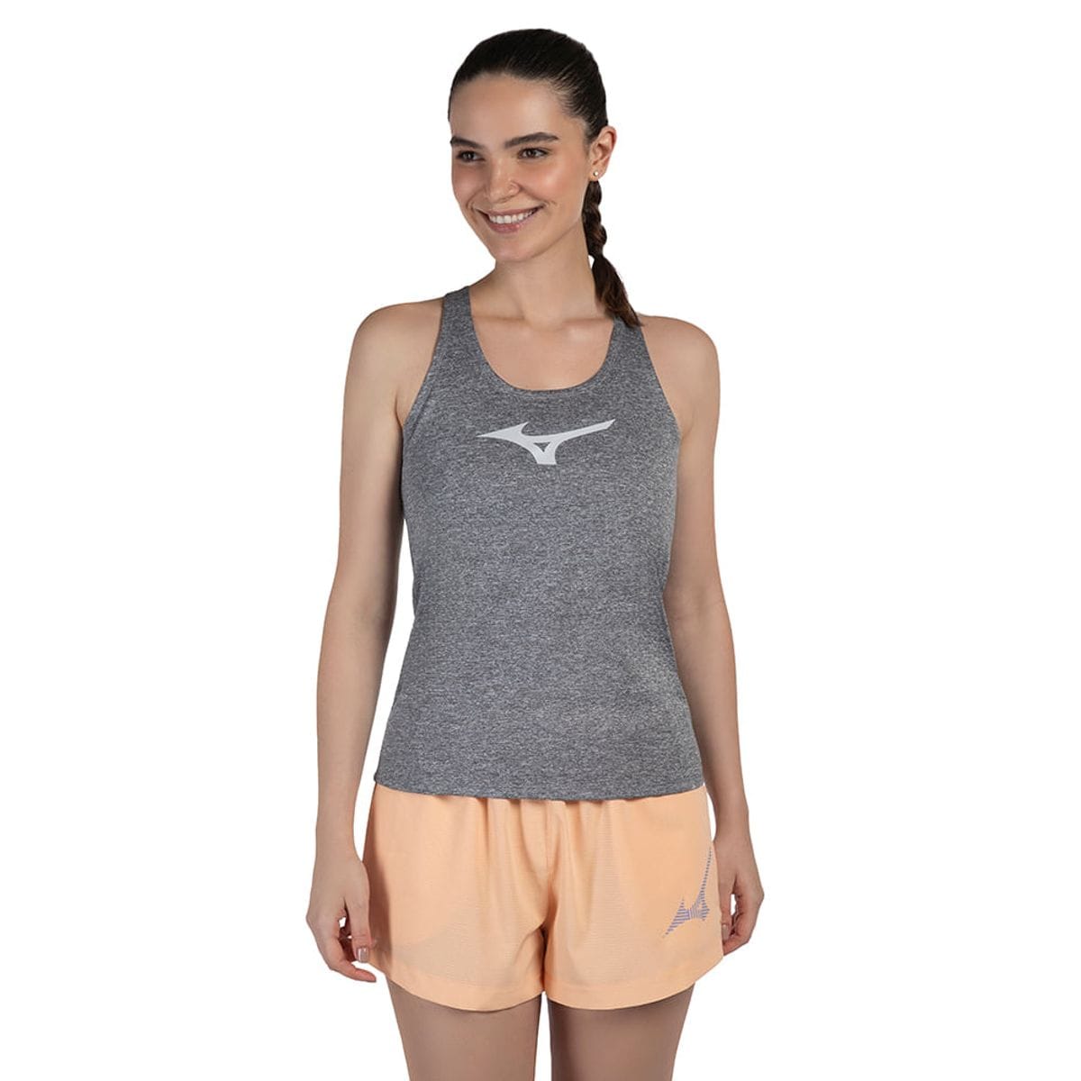 Regata de Corrida Feminina Mizuno Spark Big Logo Cinza