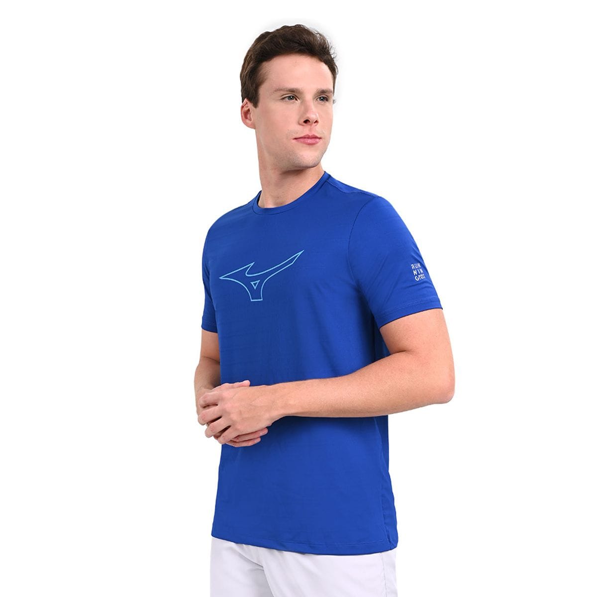 Vista principal Camiseta de Treino Masculina Mizuno Focus Stamp Azul Mizuno
