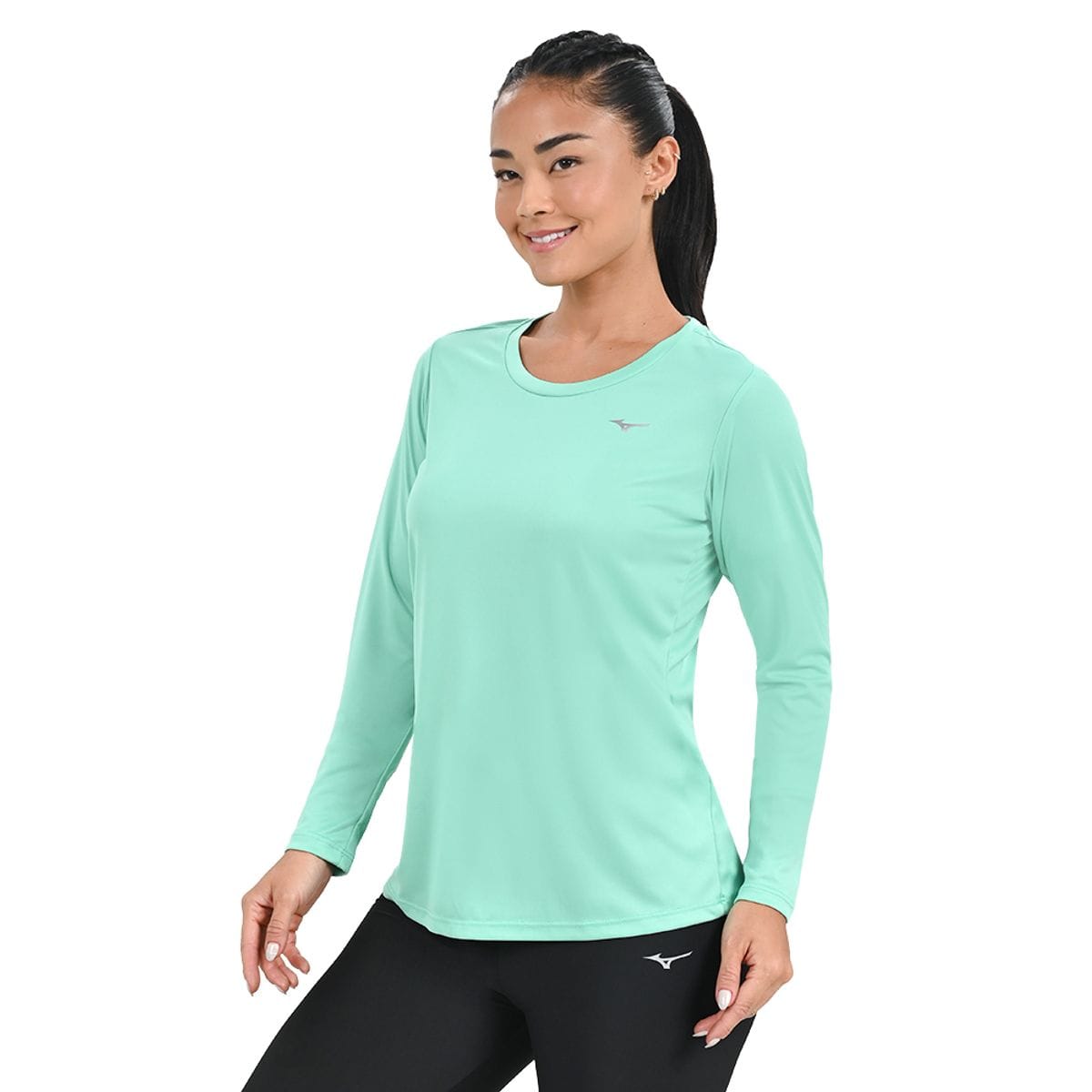 Camiseta Manga Longa de Treino Feminina Mizuno Energy Verde