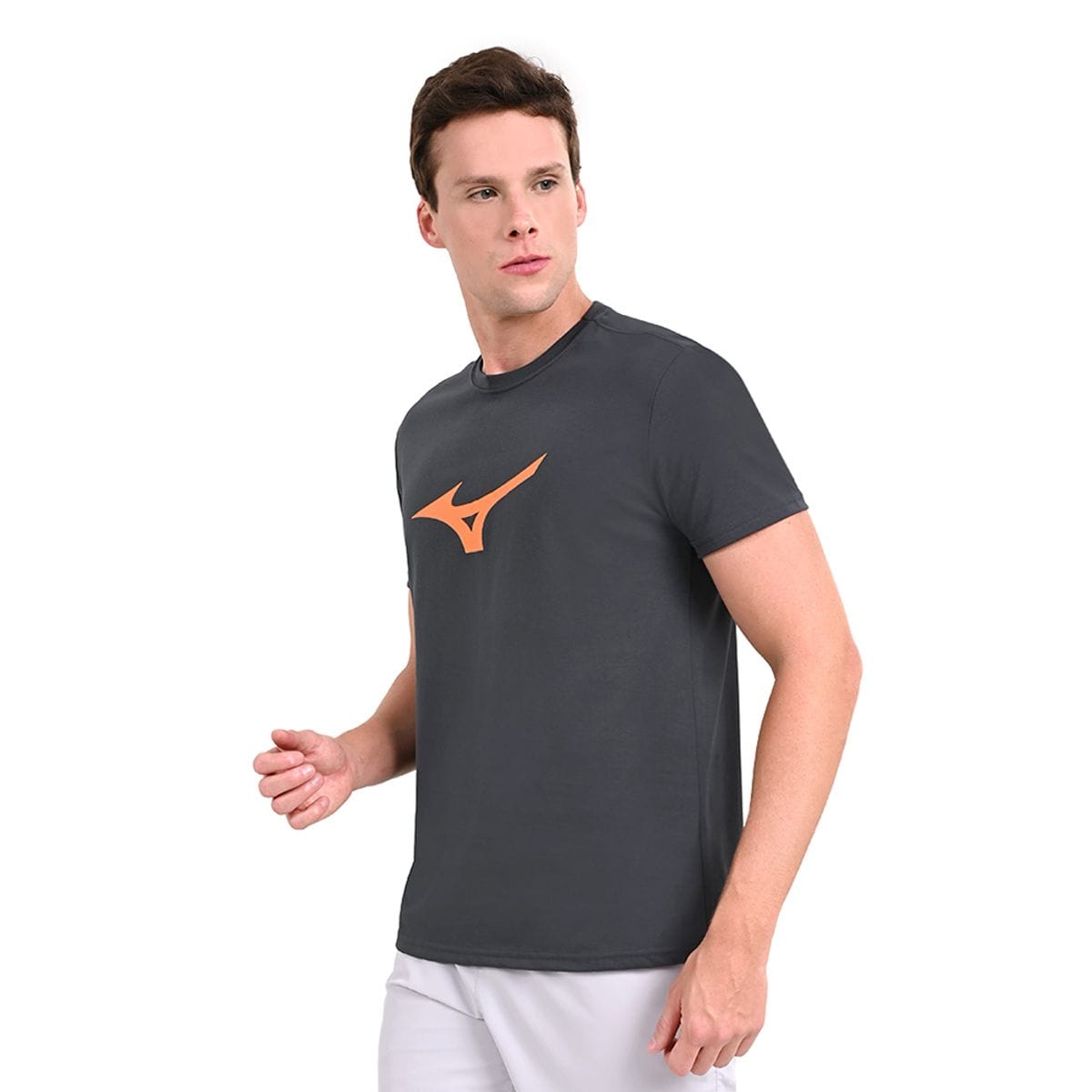 Camiseta Casual Masculina Mizuno Basic Big Logo Cinza