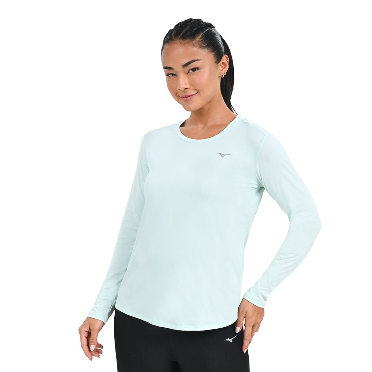 Camiseta Manga Longa de Corrida Feminina Mizuno Pro Uv +50 Azul