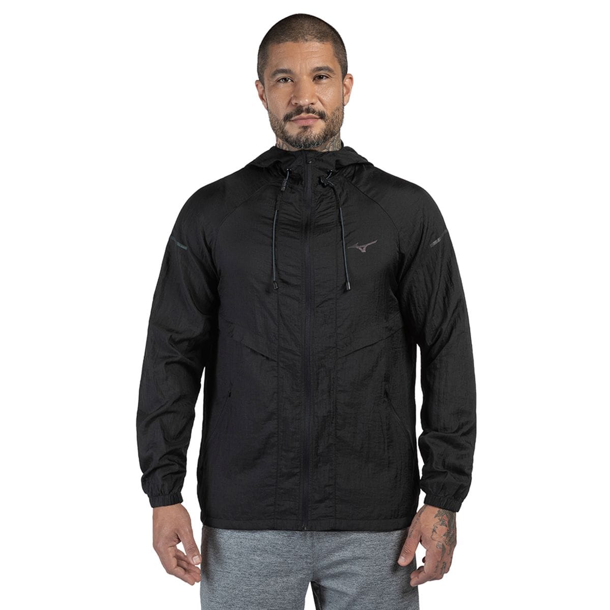 Jaqueta de Corrida Masculina Mizuno High 2 Preto