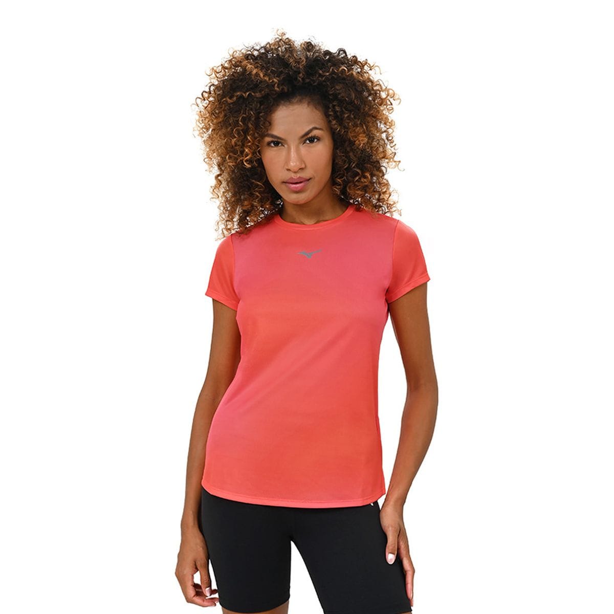 Vista principal Camiseta de Treino Feminina Mizuno Impulse Core Graphic Laranja Mizuno