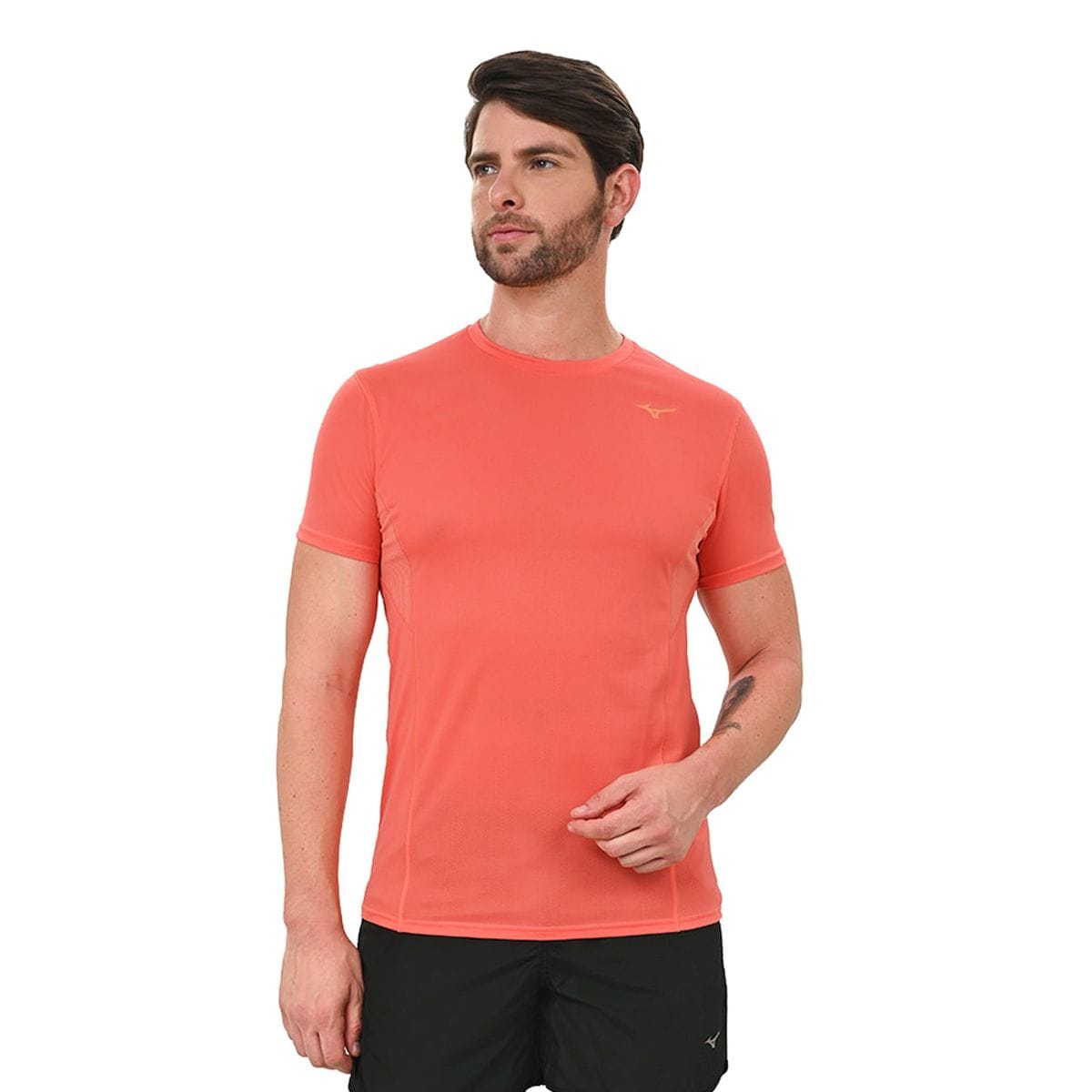 Vista principal Camiseta de Corrida Masculina Mizuno Dryeaeroflow Laranja Mizuno