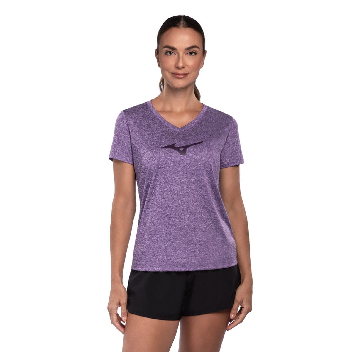 Camiseta de Corrida Feminina Mizuno Big Logo Roxo