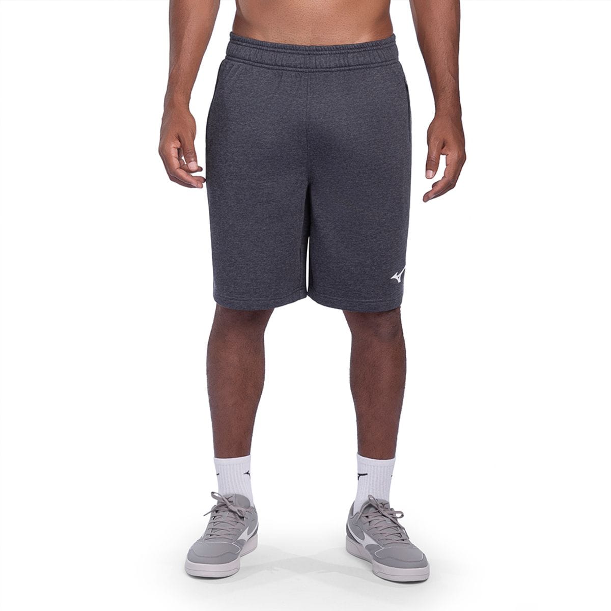 Vista principal Bermuda Mizuno Moletom Masculina Azul Mizuno