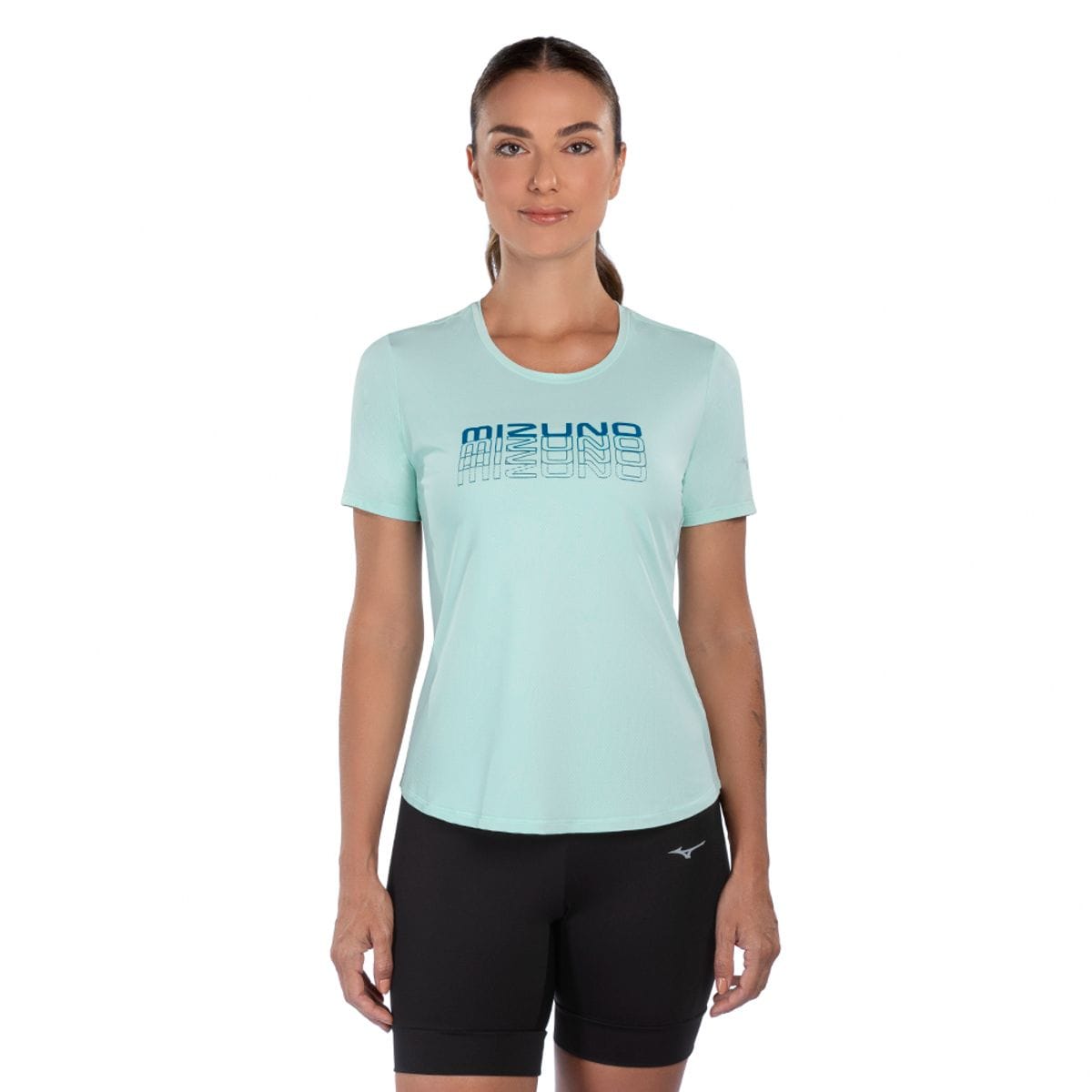 Camiseta de Corrida Feminina Mizuno Focus Stamp Azul