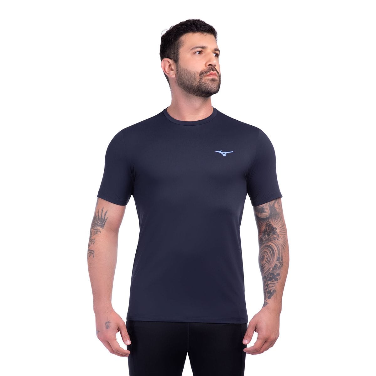 Vista principal Camiseta de Corrida Mizuno Focus Stamp 2 Masculina Azul Mizuno