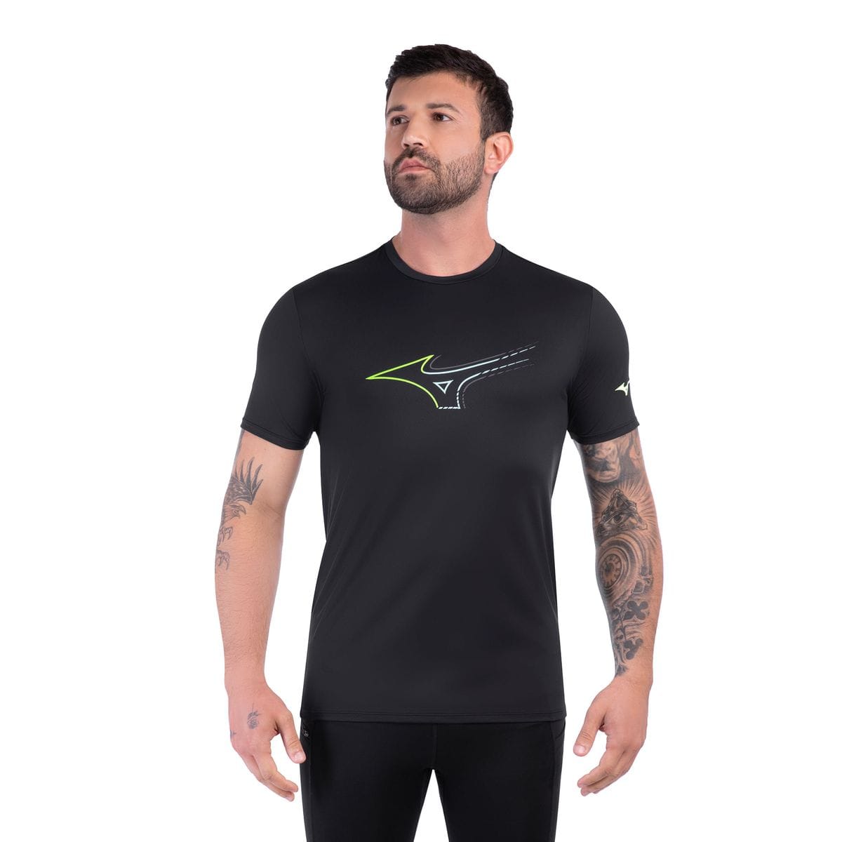 Camiseta de Corrida Mizuno Focus Stamp 2 Masculina Preto