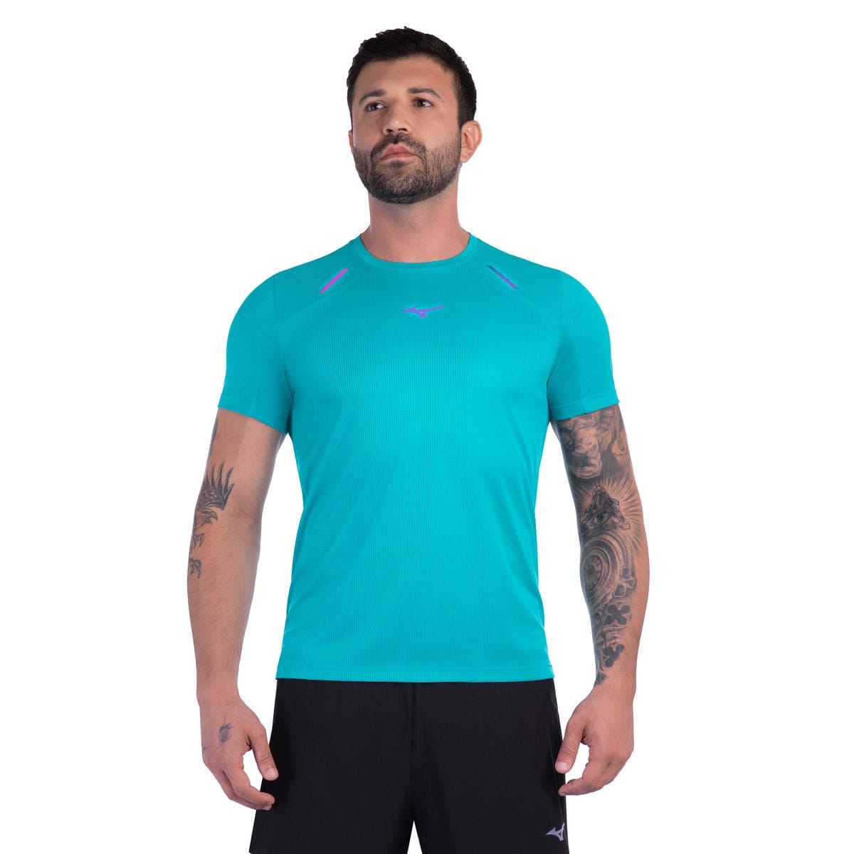 Vista principal Camiseta de Corrida Mizuno High 3 Masculina Azul Mizuno