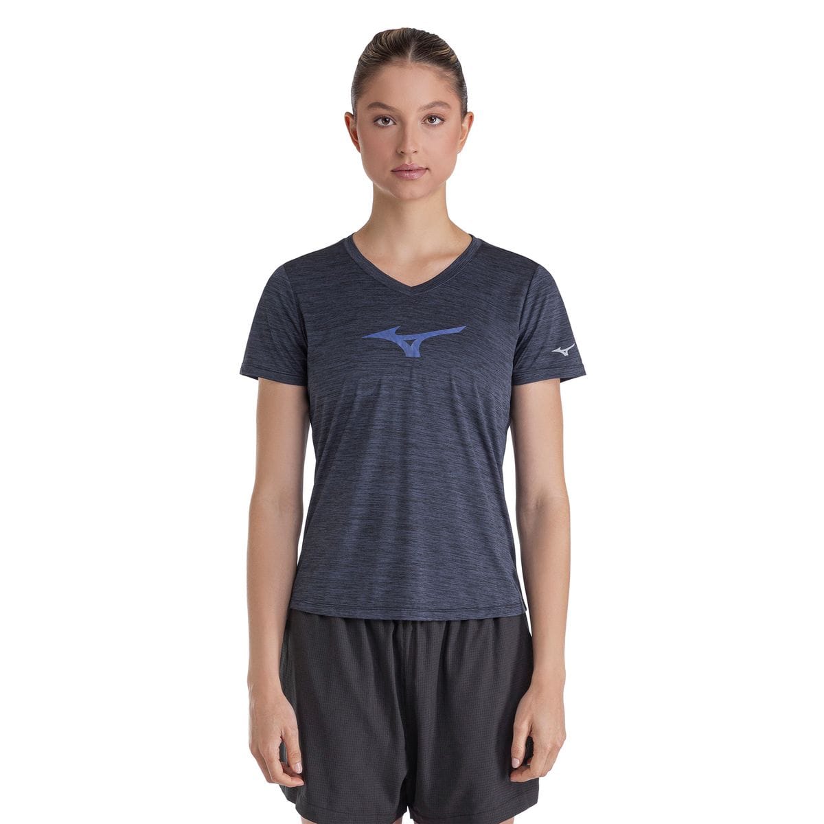 Camiseta de Corrida Mizuno Spark Big Logo 2 Feminina Azul