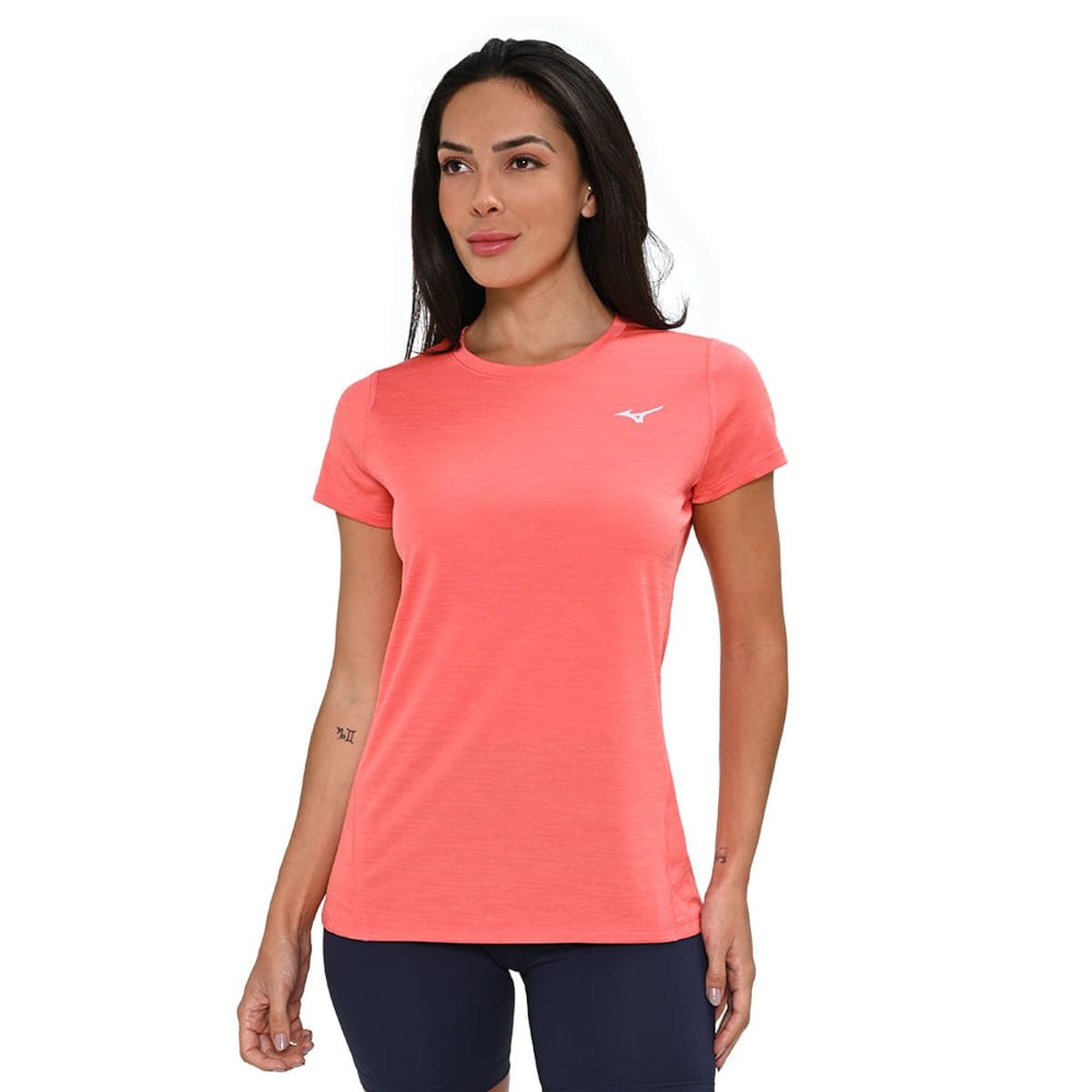 Vista principal Camiseta de Treino Feminina Mizuno Impulse Core Laranja Mizuno