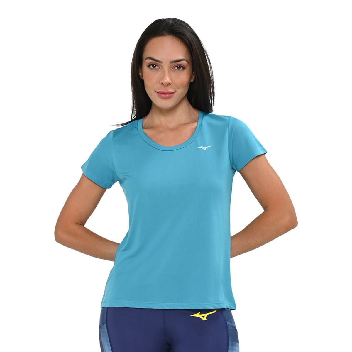 Vista principal Camiseta de Corrida Mizuno Nirvana Feminina Azul Mizuno