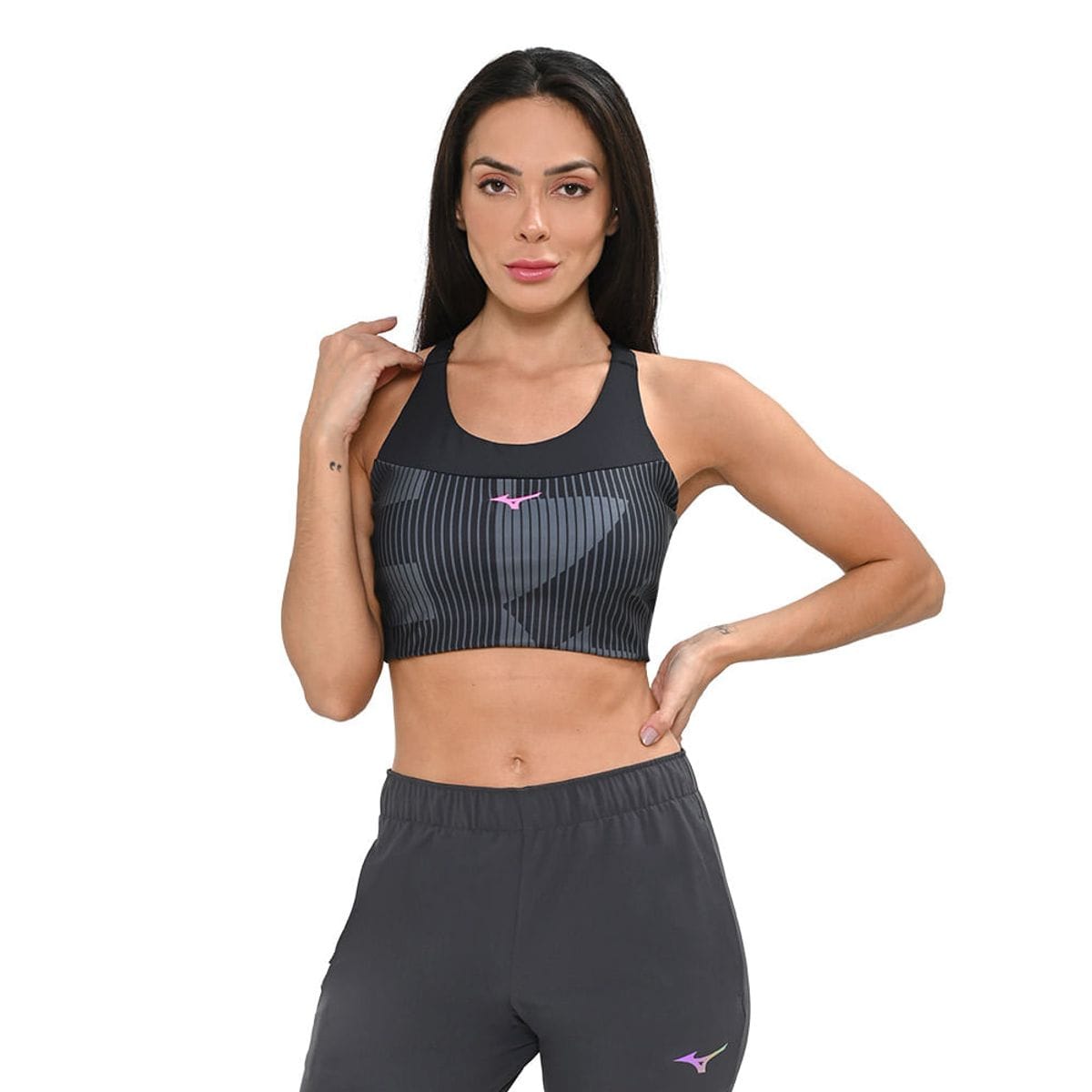 Vista principal Top de Treino Feminino Mizuno Hing Preto Mizuno