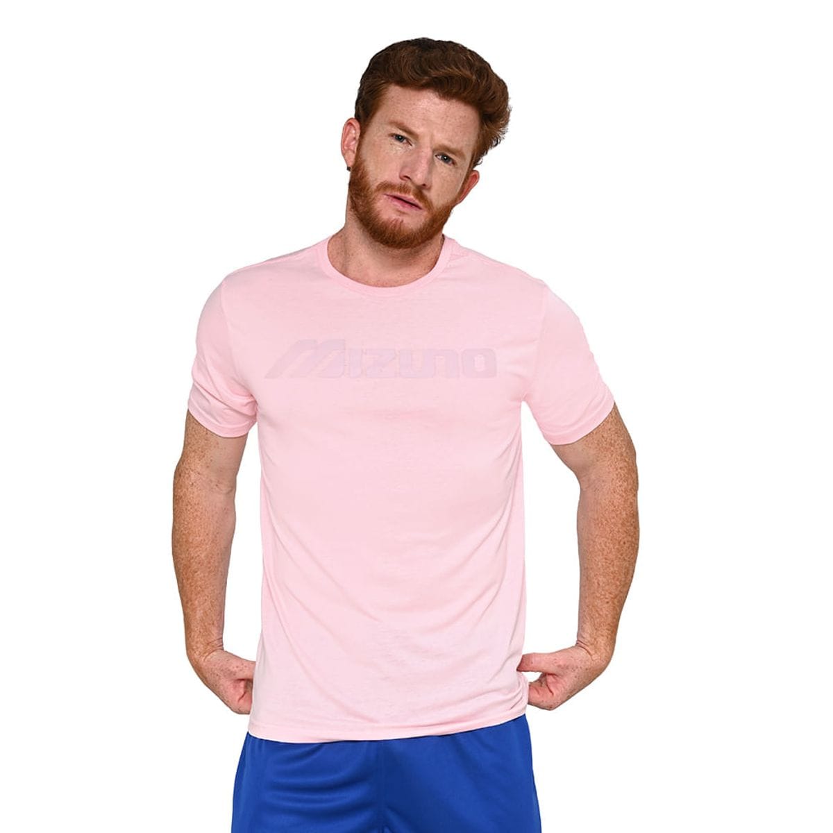 Camiseta Mizuno Big Logo Masculina Rosa