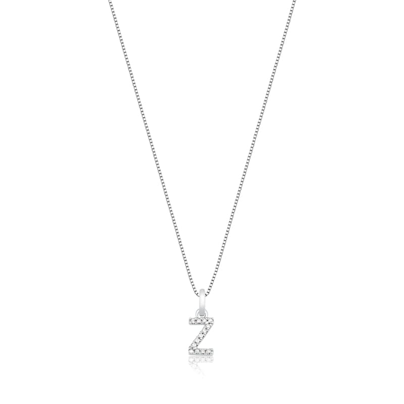 Pingente Letra Z com Diamante em Ouro Branco 18k