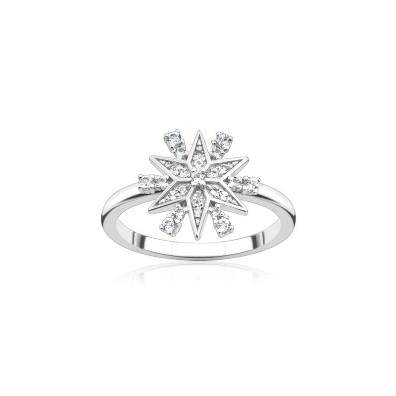 Anel Estrela com Topázio em Prata 925