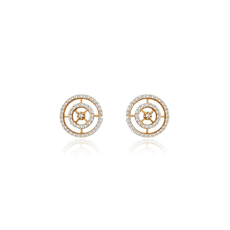 Brinco Círculos com Diamante em Ouro Amarelo 18k