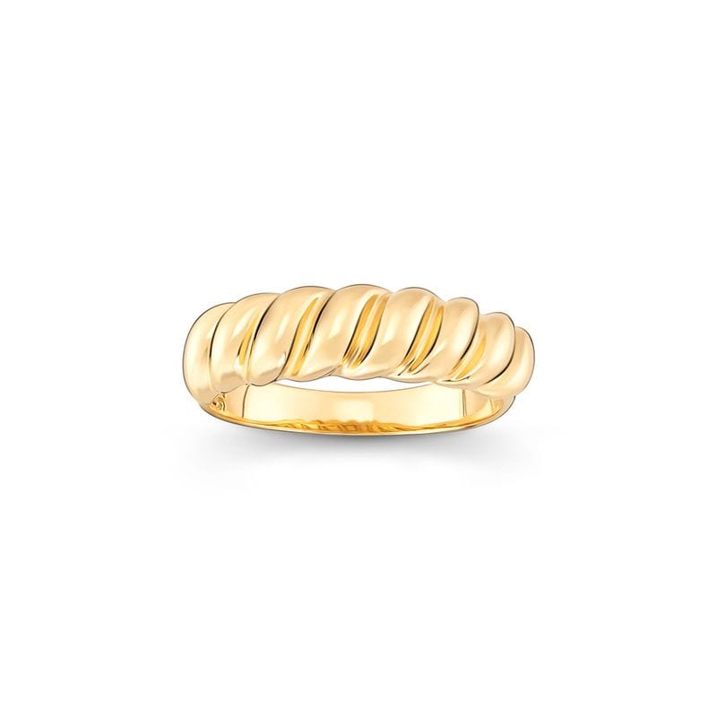 Anel Ondulado em Prata 925 com Banho de Ouro 18k