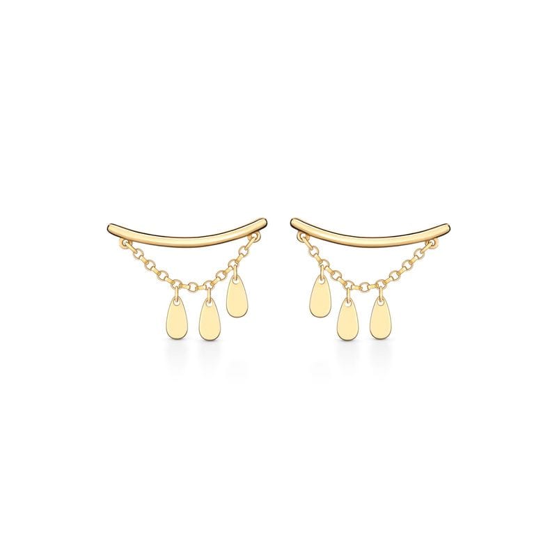 Brinco Earcuff Gotas Articuladas em Ouro Amarelo 18k