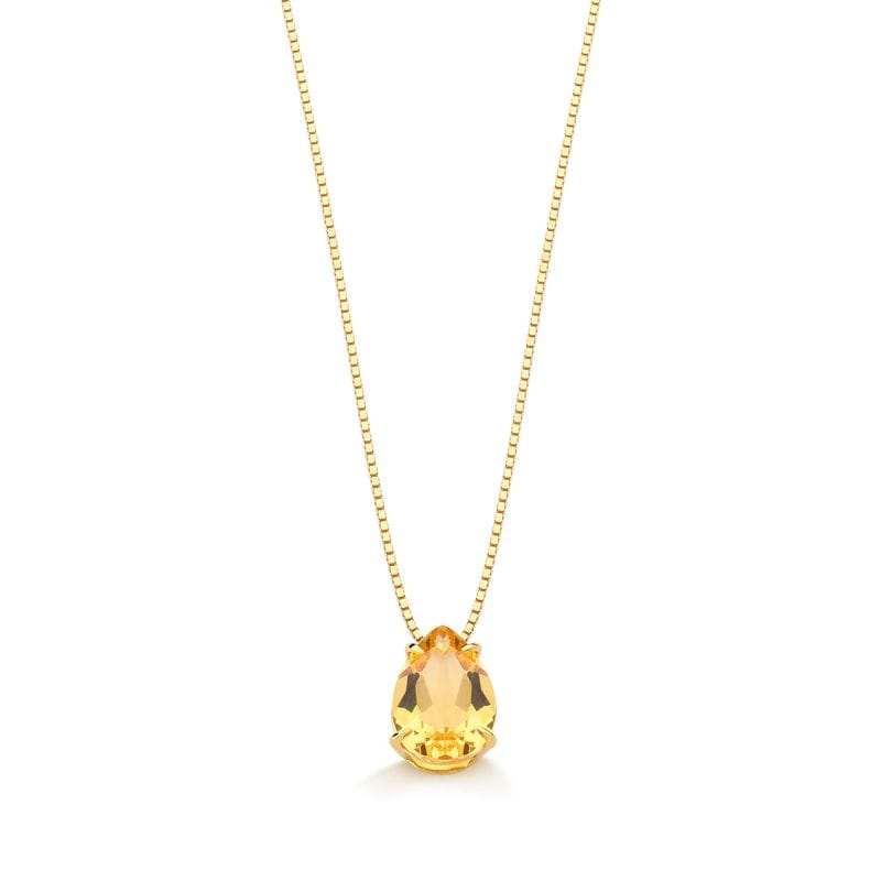 Pingente com Gota de Citrino em Ouro Amarelo 18k